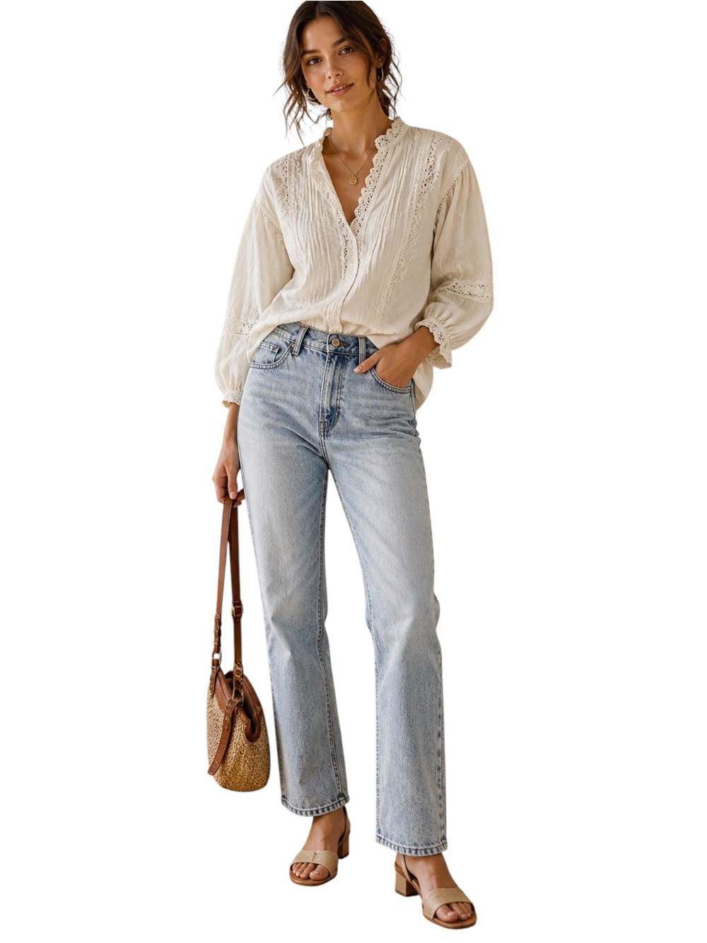 Uniqlo JW Anderson Collab Jeans Straight Leg Light Wash High Rise 30x31